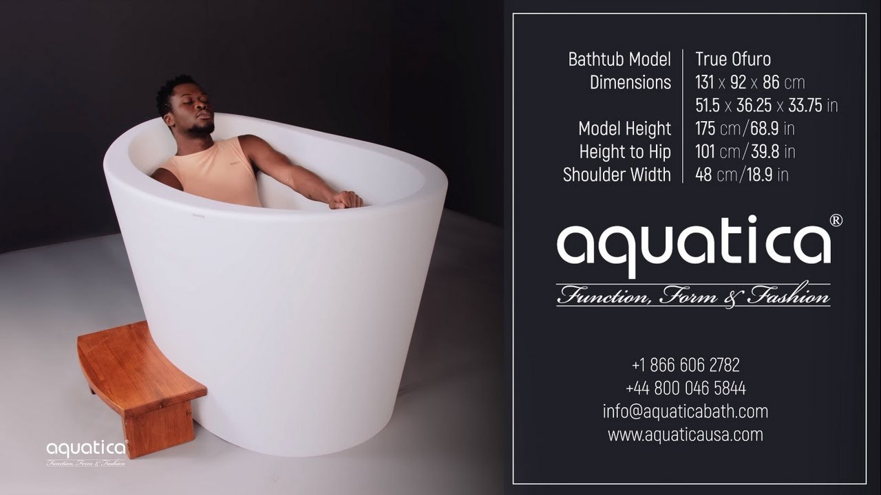 Aquatica True Ofuro Japanese Soaking Bathtub Demo Video for People of Average Height