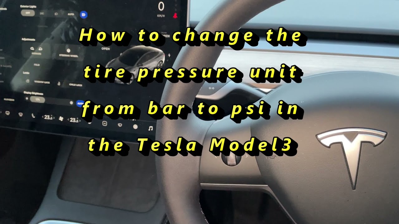 How to change the tire pressure unit from bar to psi in the 2021 Tesla Model 3 #Tesla