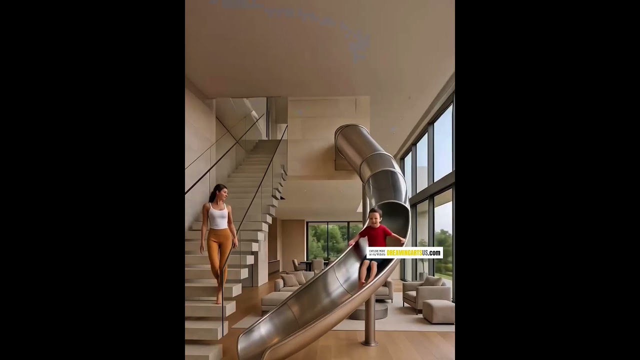 I need one of these stair slides in my home immediately! Indoor stair slide for kids 🛝