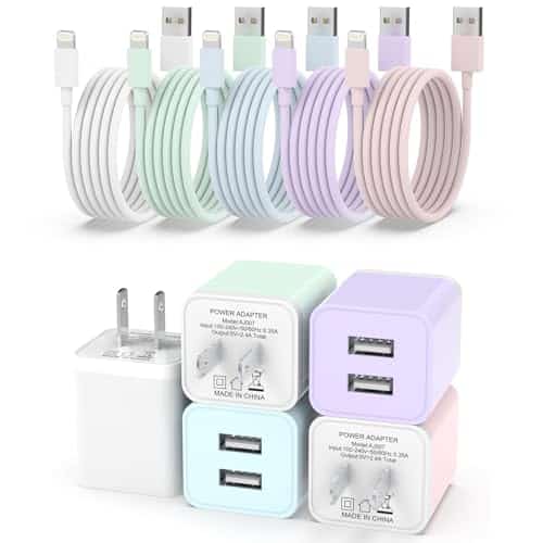 Pack iPhone Charger [Apple MFi Certified], iGENJUN Dual Port USB Wall Charger Block Adapter with FT Lightning Cable Fast Charging Data Sync Cords for iPhone Pro Max XR XS Plus