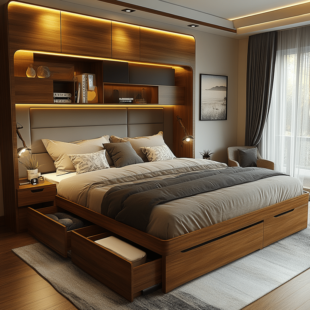 queen bed with storage